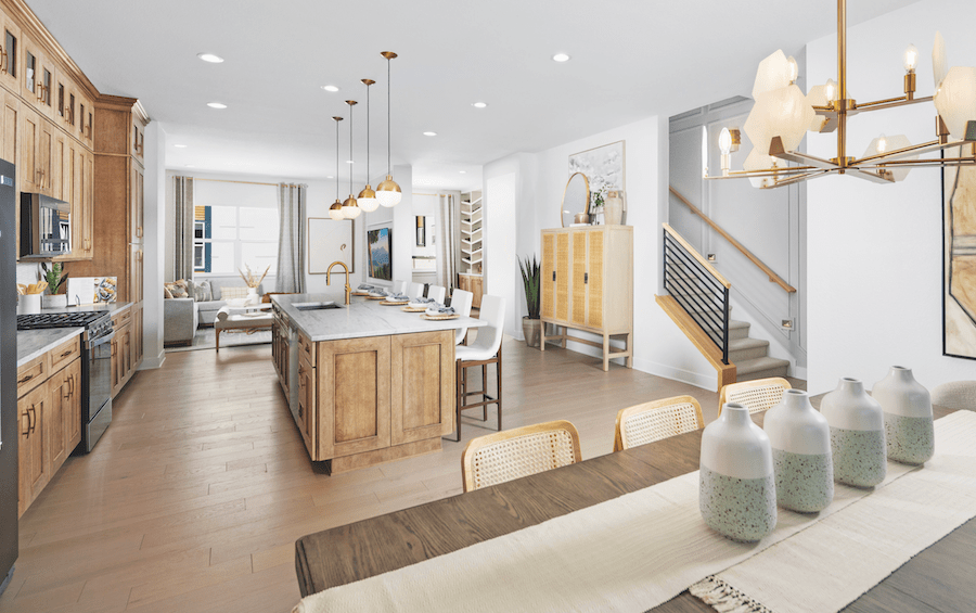 The kitchen and dining area in a 2023 BALA-winning townhouse design