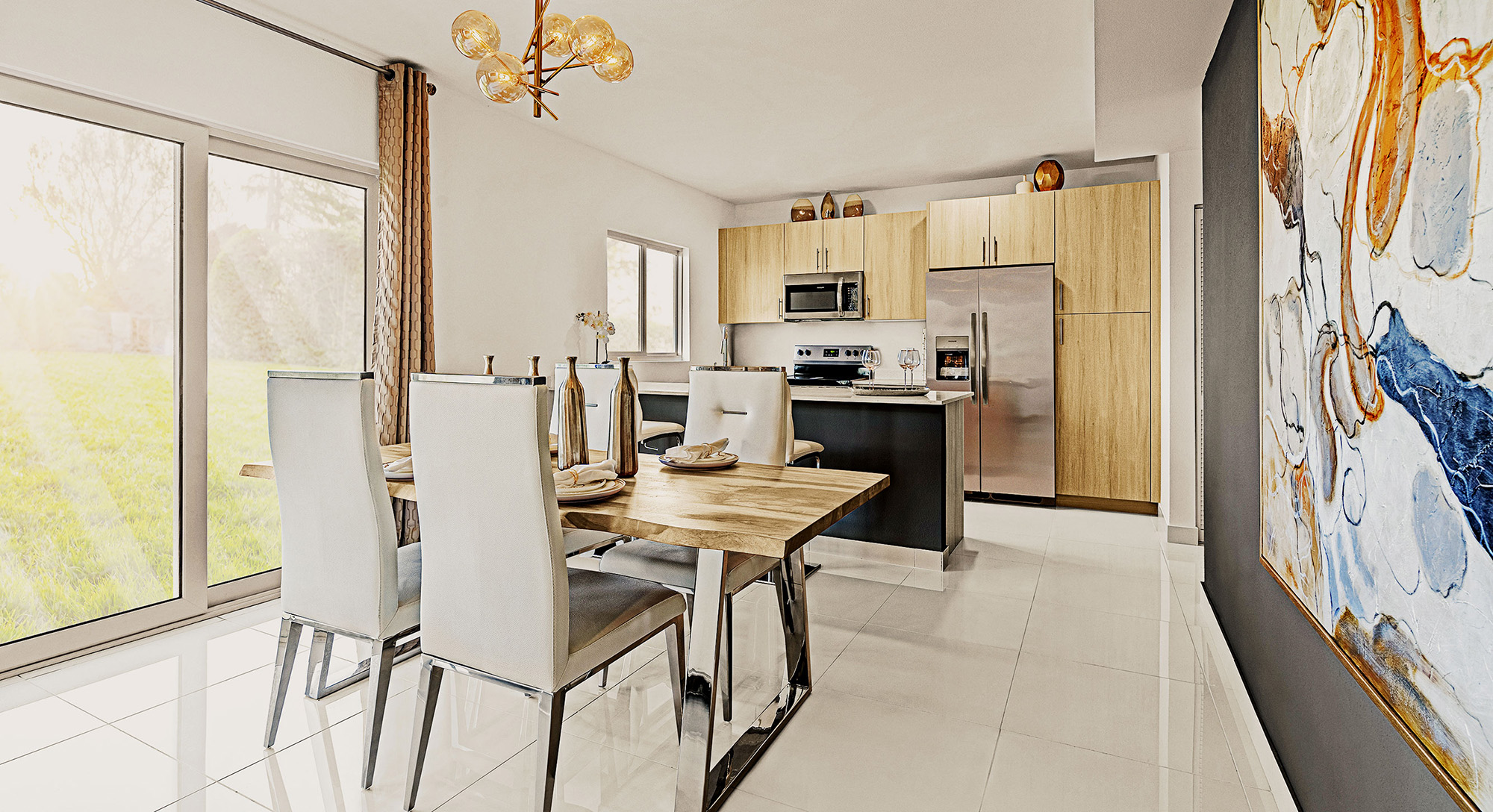 Dining room kitchen in resilient home