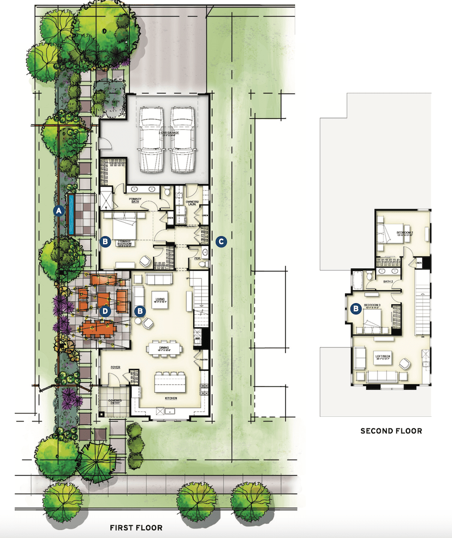 Floor plans for DTJ Design's small-lot homes.