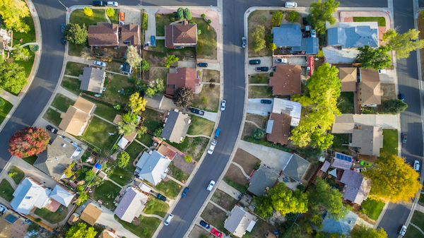 Residential neighborhood aerial