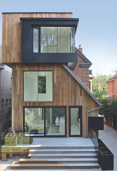 Thermory modified wood used as cladding on home exterior