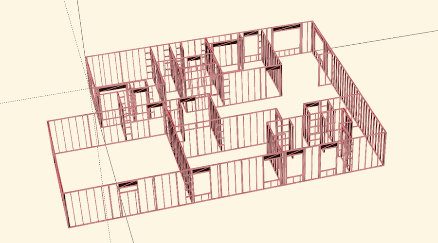 BotBuilt's process of automating home construction includes creating a 3D model of the home with all its framing components