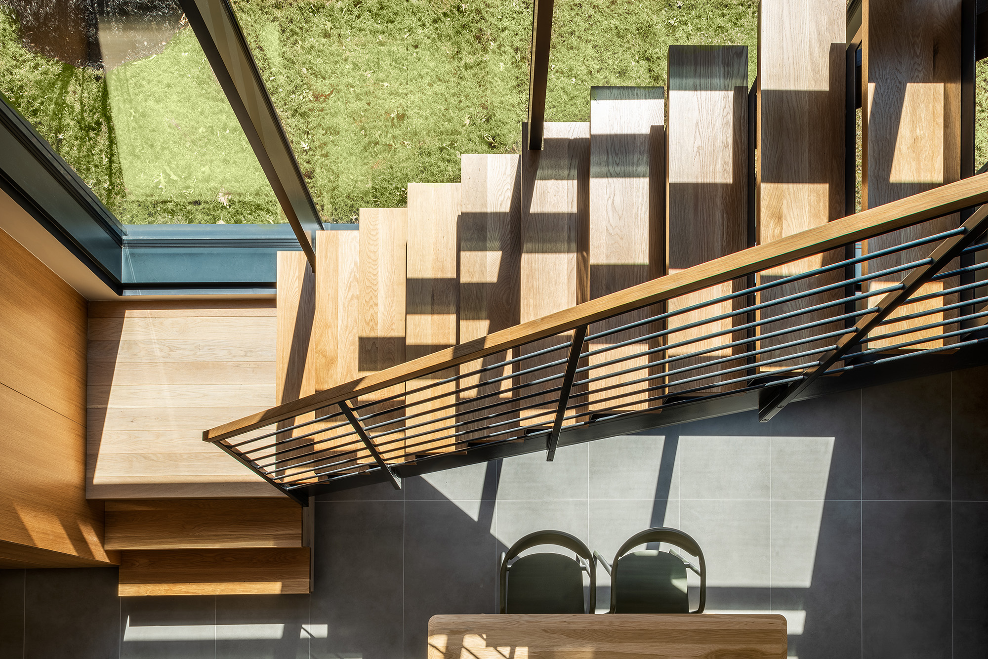 Passive house window light on stairs