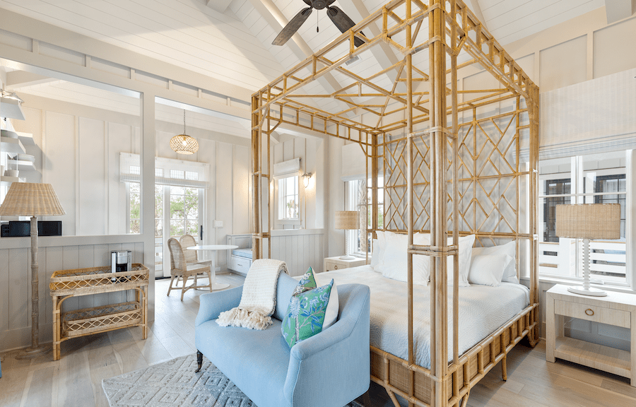 Bedroom in the one-bedroom luxury Bungalows in South Carolina