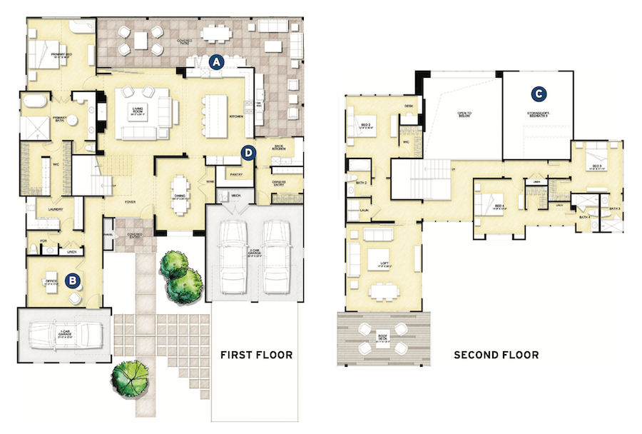 DTJ Design's Eastside Landing on-the-boards design, floor plans