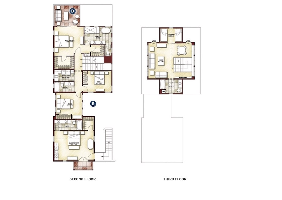 DTJ Design Lake Nona Custom home second and third floor plans