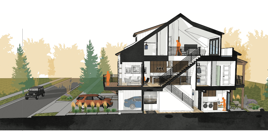 DTJ Design section drawing for Infill Plan 1 townhomes