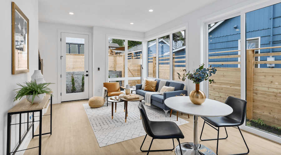 Interior of Dahlin's Cottages housing design in Seattle