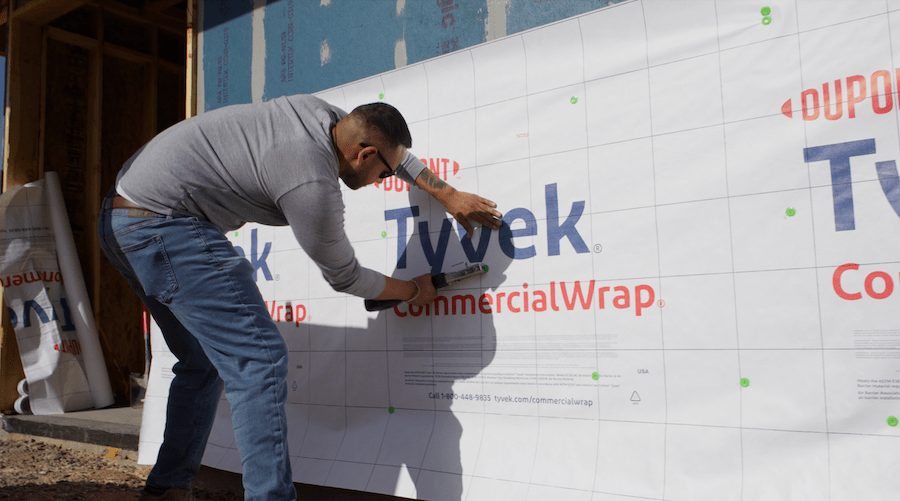 Desert Comfort Experience Home Tyvek wrap installation