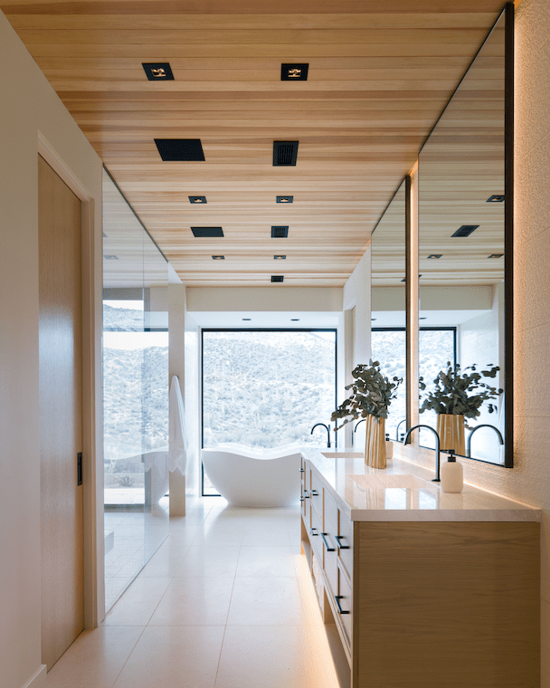 The primary suite bathroom in the Desert Comfort Idea Home