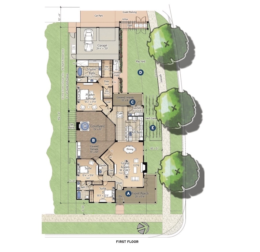 The Evans Group Corner Courtyard Plan, first floor