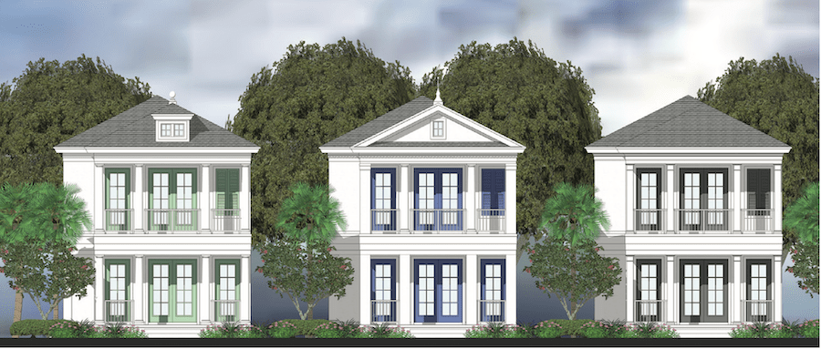 The Evans Group's design for the Sea Colony Bungalows front elevations