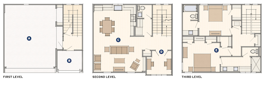 Larry Garnett design for The Pinnacle townhomes, floor plans