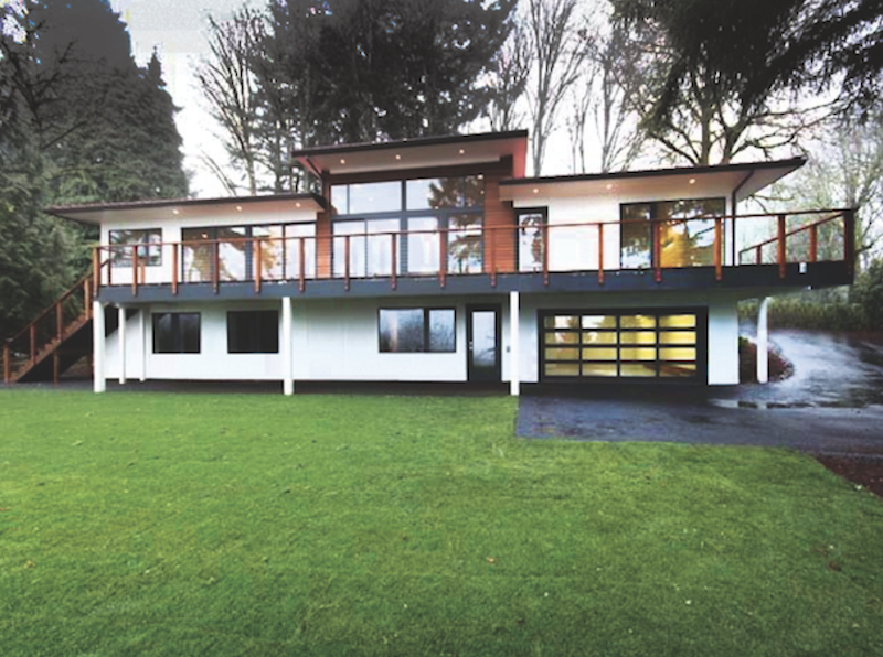 rear elevation of modern-style home designed by H. Hudson Homes in Oregon