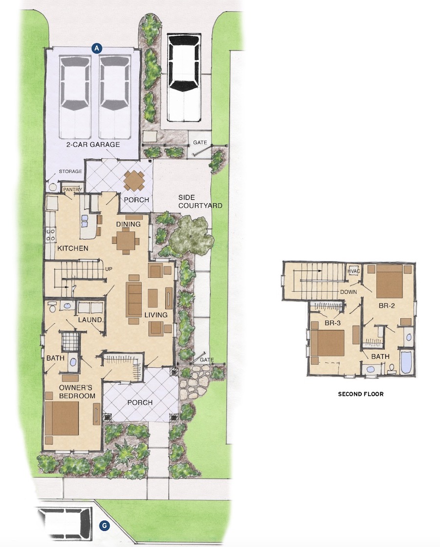 First and second floor plans for Larry W. Garnett's Chisolm Trail home design