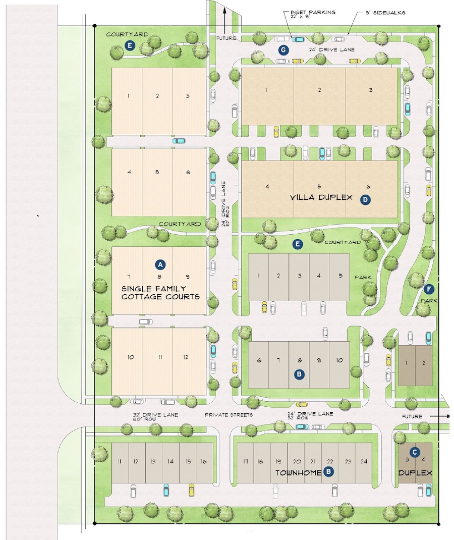 Site plan for Larry W. Garnett's Chisolm Trail community design