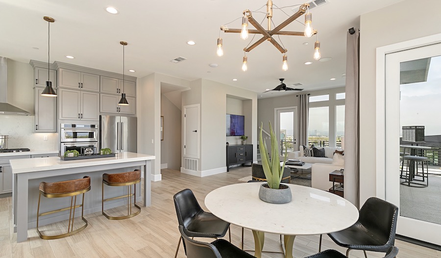 Kitchen and living space in Evergreen at Rise designed by Dahlin Group Architecture