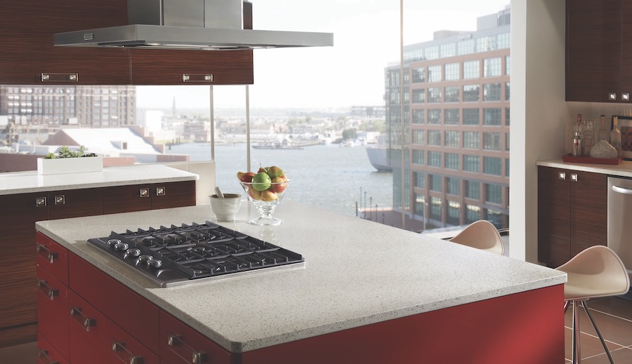 Alpine White IceStone surfacing on kitchen counters