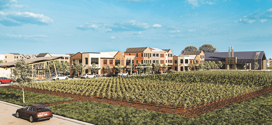 Rendering of the Indigo agrihood in Richmond, Texas