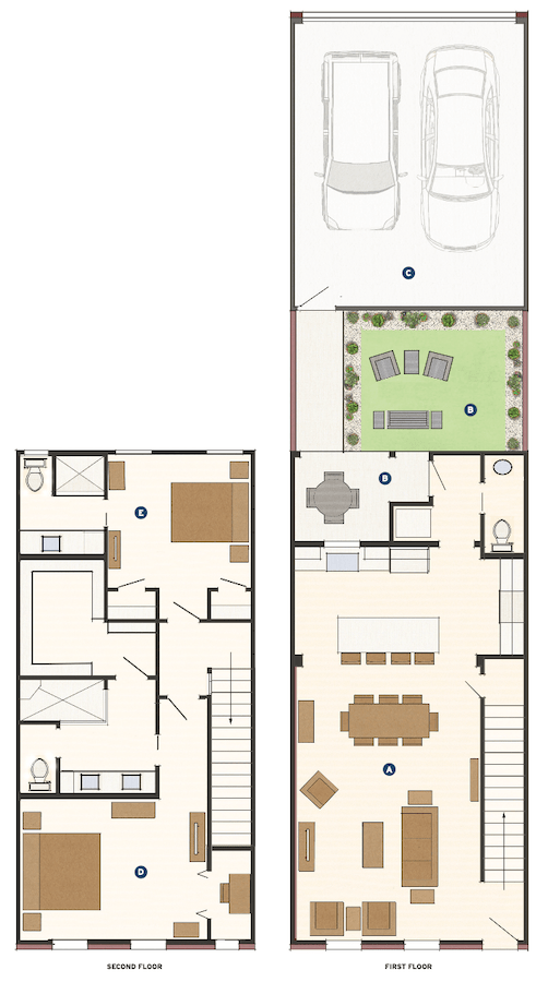 Floor plans of Larry Garnett's design for the Pinnacle Hills Townhomes