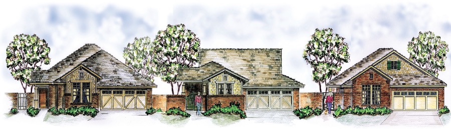 Exterior home elevations of The Landing designed by Larry Garnett