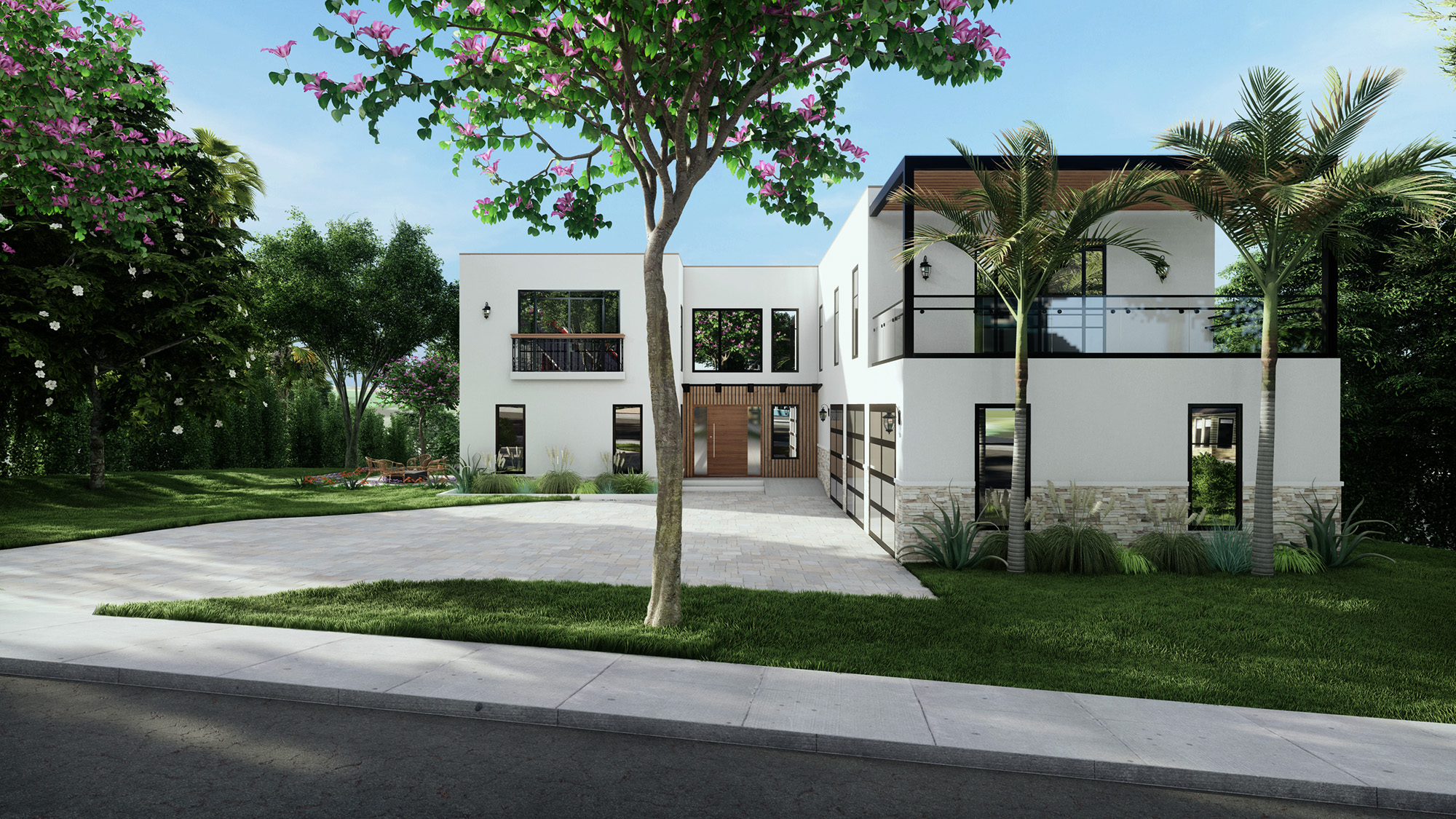 Rendering of noncombustible home built with concrete wall panels