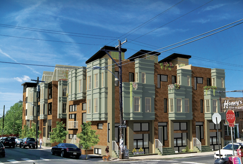 Rendering of Nexus EnergyHomes' Foundry Court net-zero-capable townhomes 