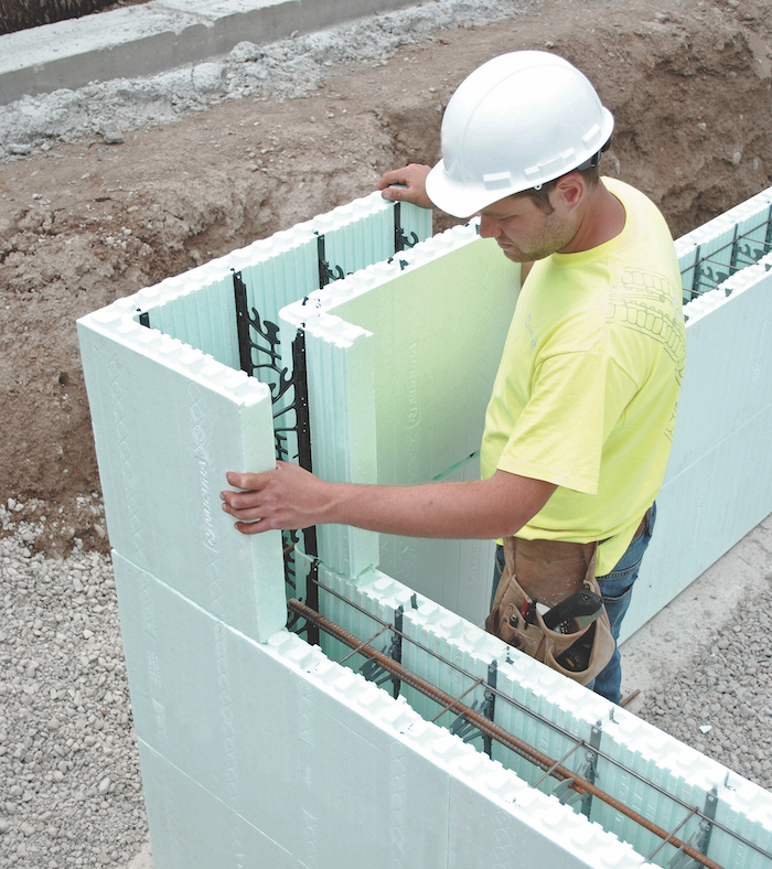 Nudura insulated concrete forms being installed