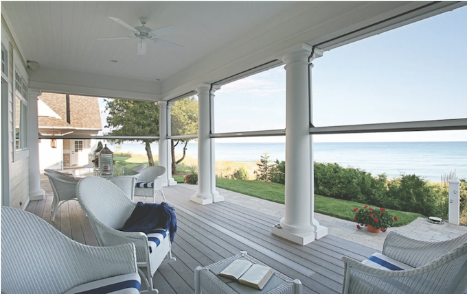 Phantom Screens motorized retractable screens on porch