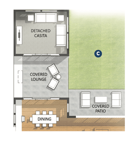 Outdoor living option C for Plan 1 designed by the Dahlin Group