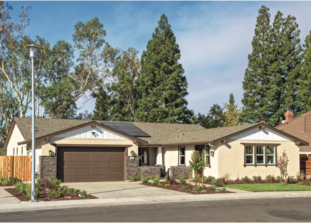 front elevation of Plan 1 multigenerational home design by Dahlin Group Architecture Planning