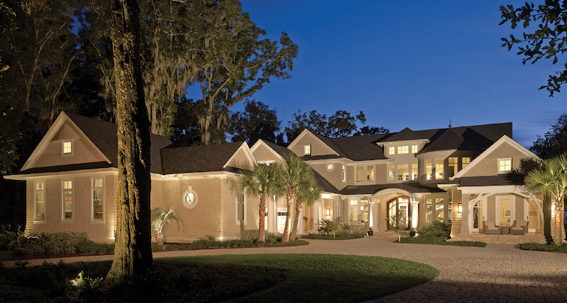 rear elevation of the luxury custom home at Senator's Bluff designed by The Evans Group