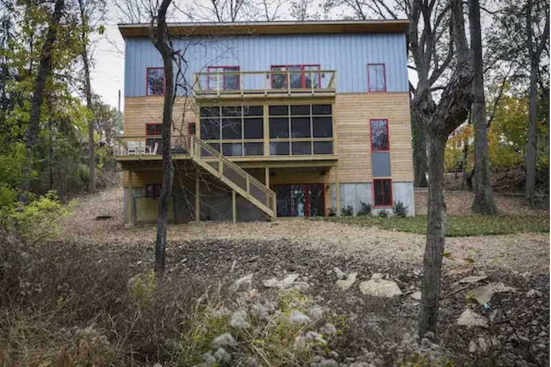 Rear view of Sol Design + Consulting's LEED Gold design for the Sikes Residence