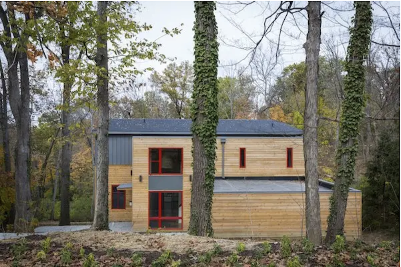 Exterior view of the LEED Gold Sikes Residence by Sol Design + Consulting