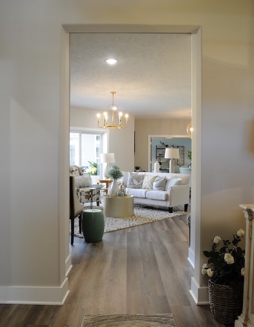 Sustainable, Healthier Home foyer to living room