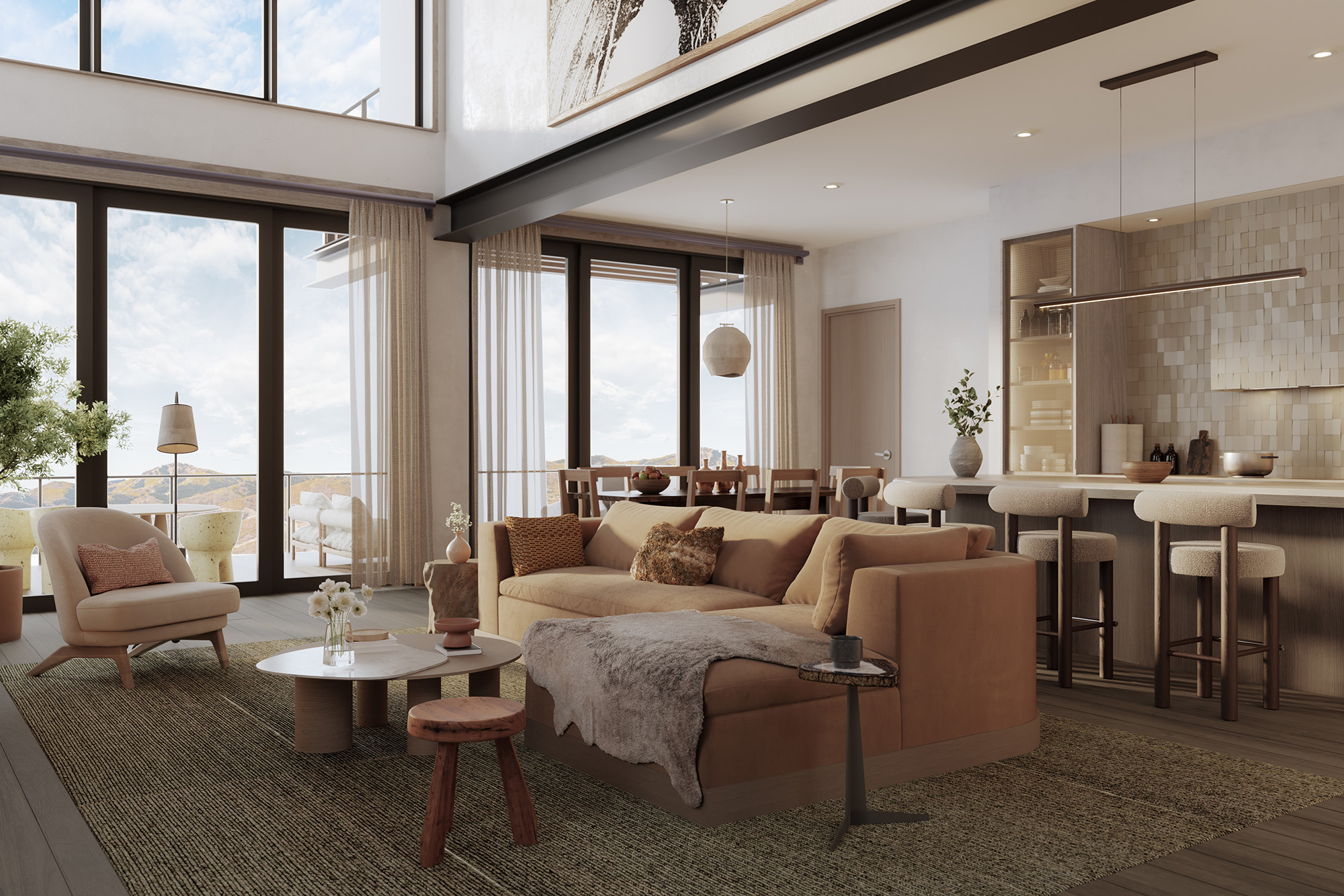 Velvaere residences rendering of modern living room