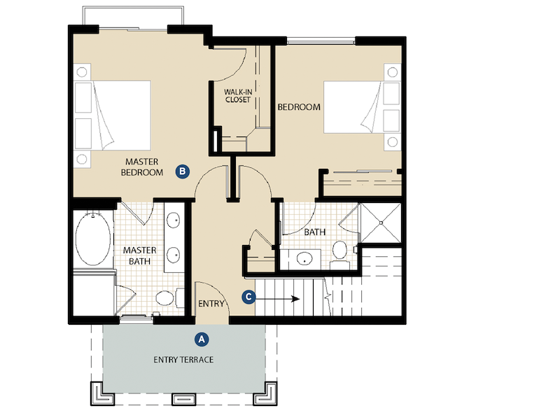 Ground floor plan of the Portside Ventura Harbor Townhomes 