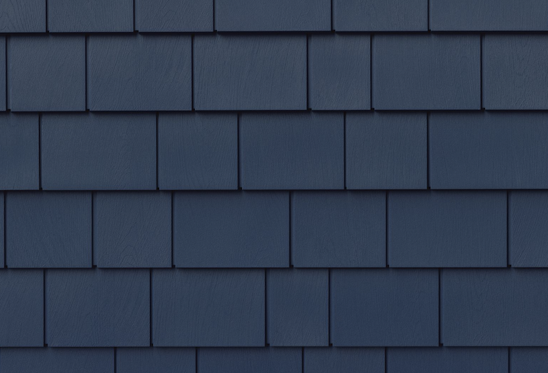 close-up of Tando TandoShake Cape Cod Perfection in Mariner Blue siding