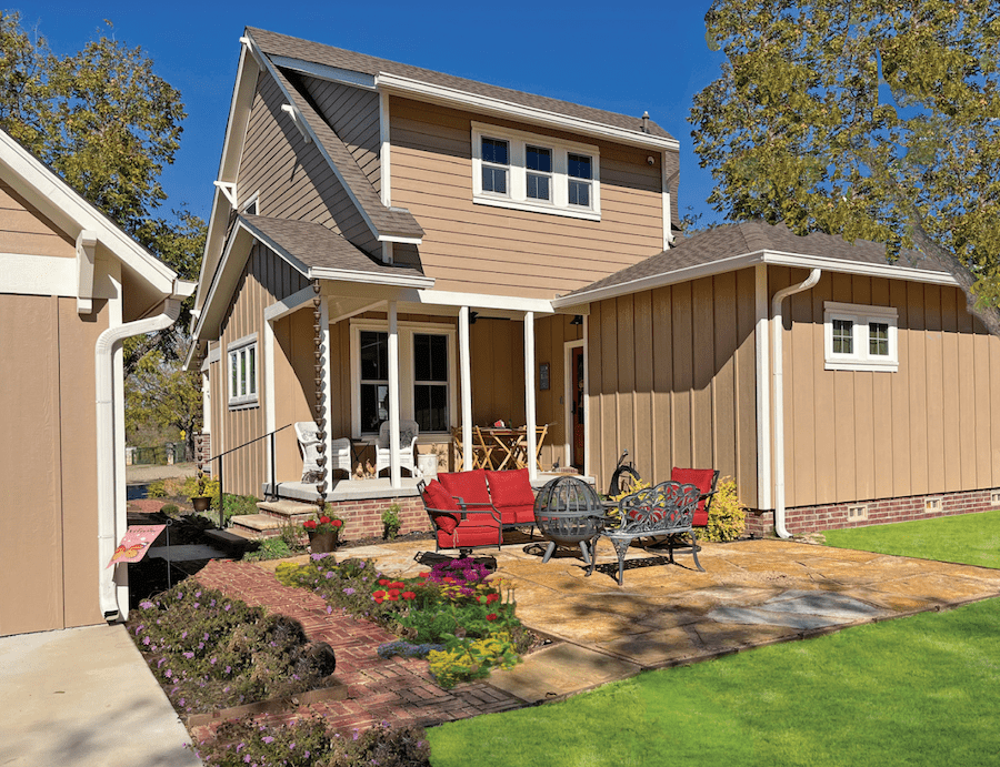 Backyard outdoor living space at The Ambrose designed by Larry Garnett