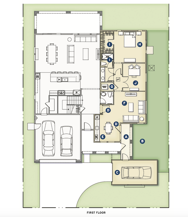 Topaz Plan 4 home design first floor plan by Kevin Crook architect