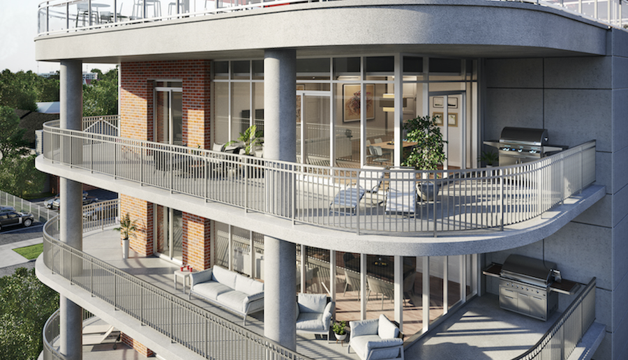 Balconies for outdoor living at the Westgate Residences, Tuscaloosa, Alabama