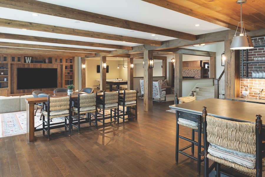 Wayzata Bay custom home basement bar