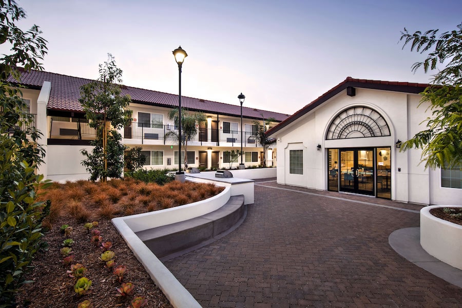 The community center in Buena Esperanza, a Los Angeles adaptive reuse motel conversion project