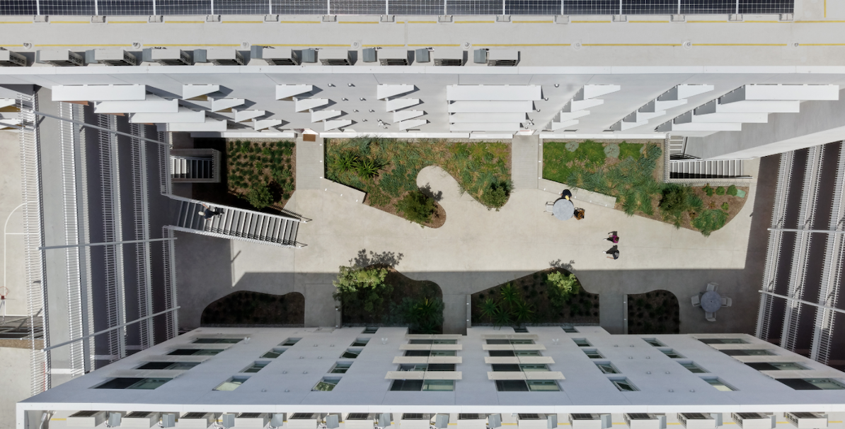 Sky view of the Arroyo courtyard