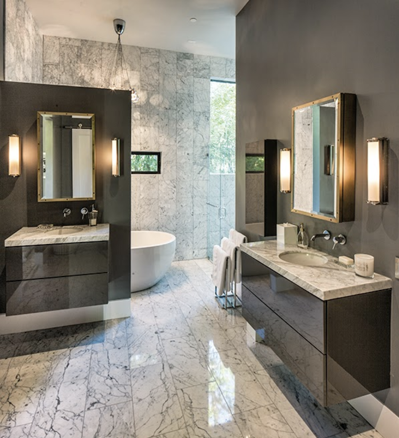 A floating vanity opens up the bathroom and makes it feel larger.