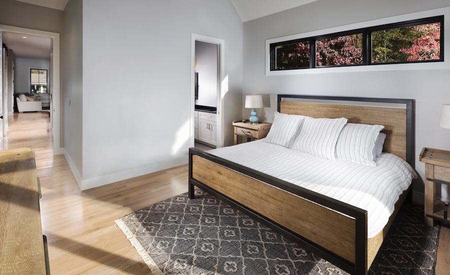 Clerestory window in the bedroom for light and a glimpse of nature