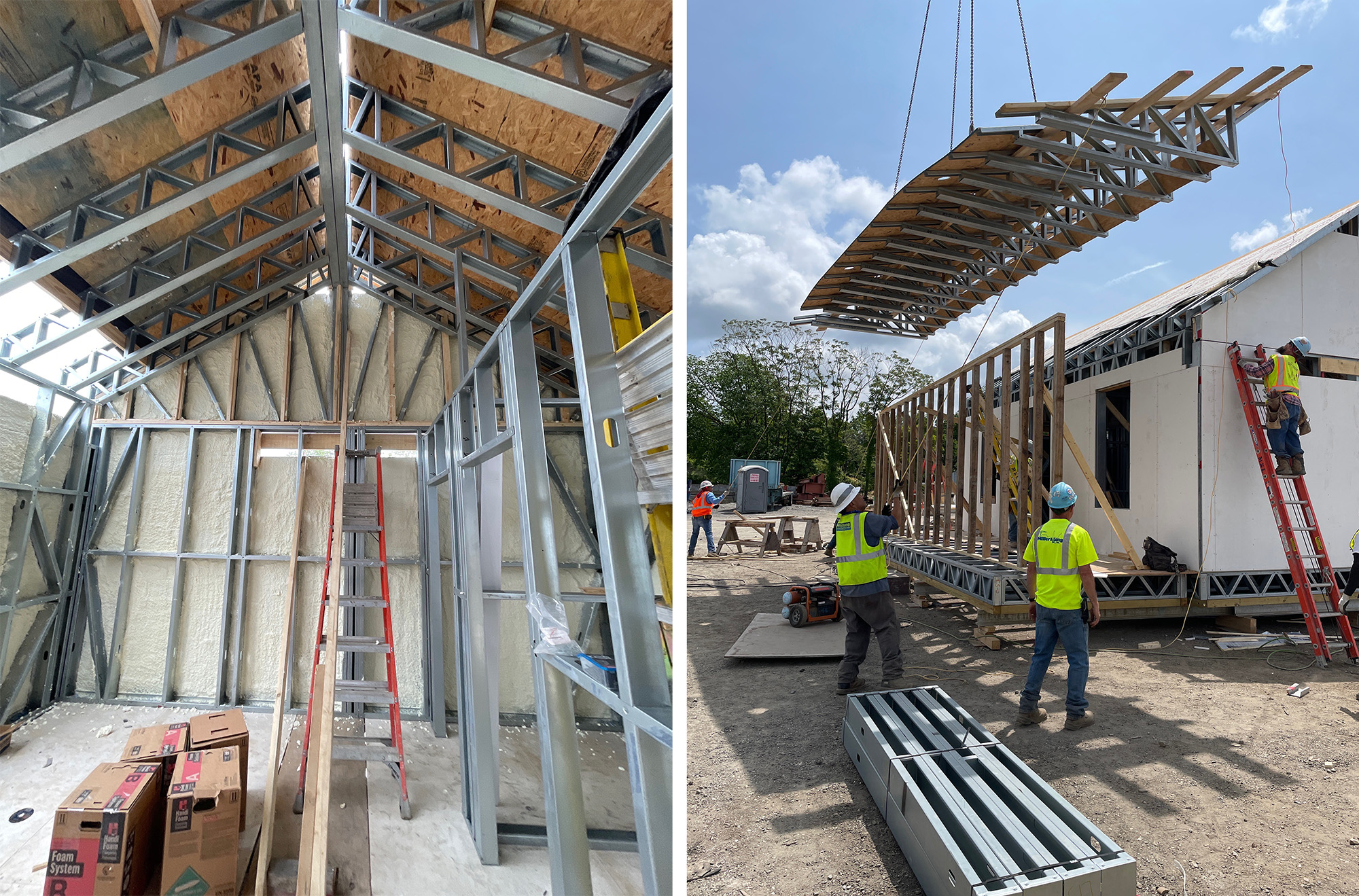 Construction of prefab home on the National Mall