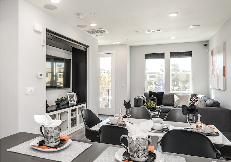 living-dining room interior at infill housing development Nova at the Vale