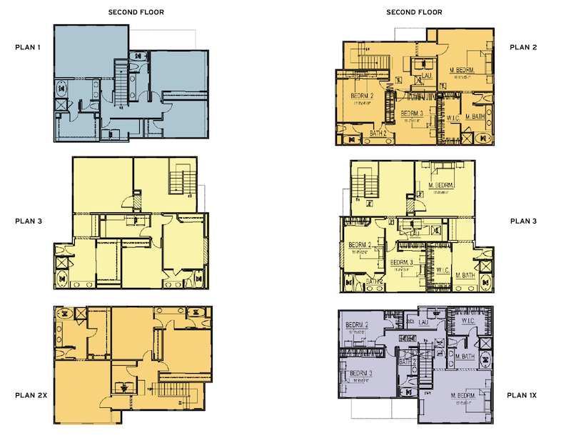 second floor plan for infill housing design Six-Pack Cluster