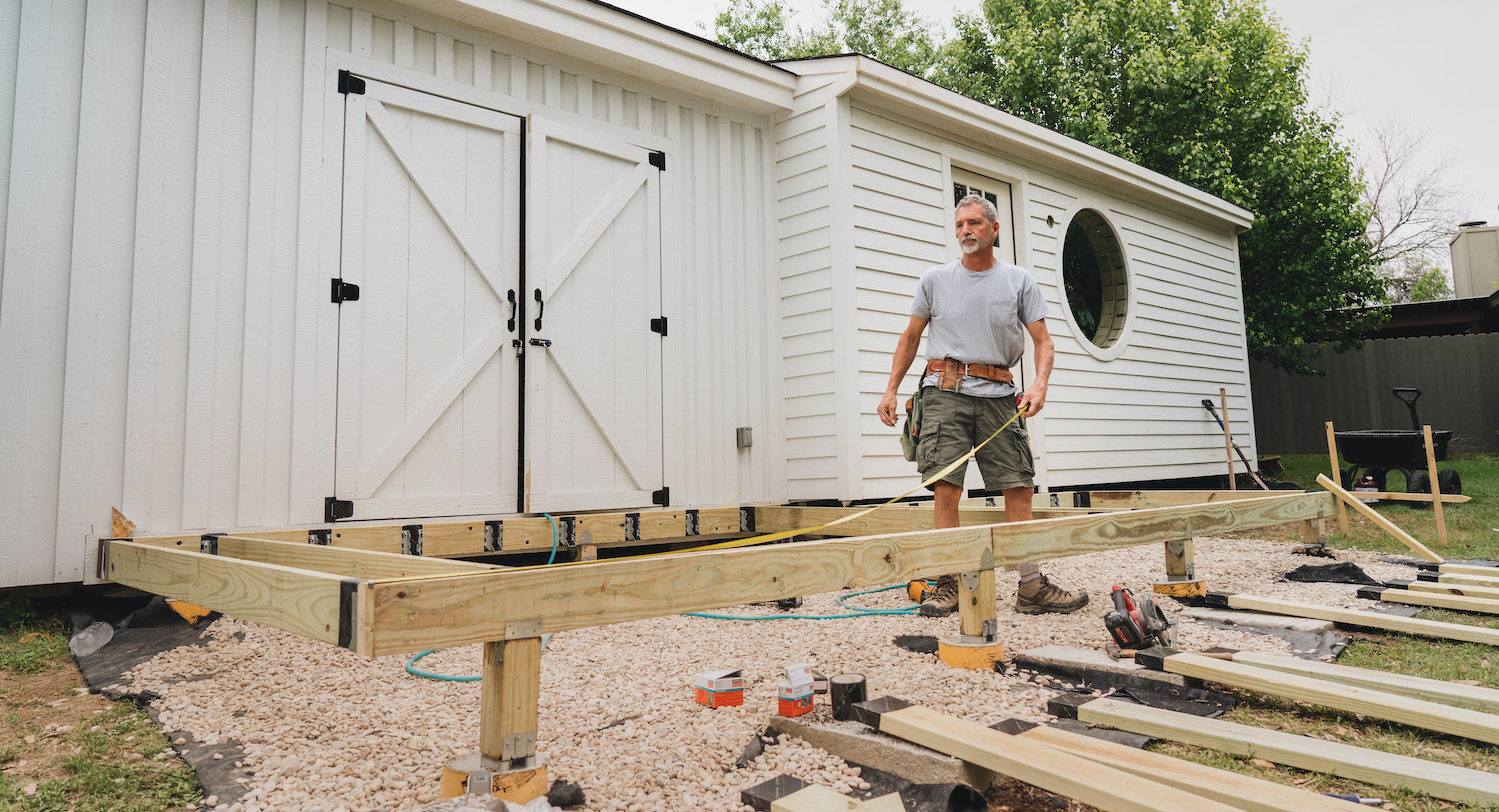 M.T. Copeland instructor, Mike Guertin, teaches his students how to properly design, frame, and build a code-compliant